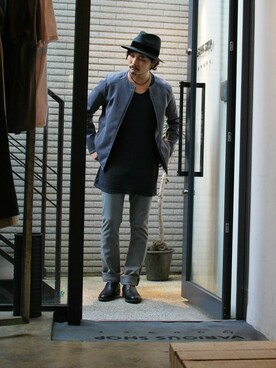 「OURET（オーレット）のアイテム（ノーカラージャケット）」を使った、OURETさん（メンズ・175cm）の夏コーディネート