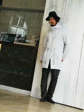 「OURET（オーレット）のアイテム（モッズコート）」を使った、OURETさん（メンズ・175cm）の秋コーディネート