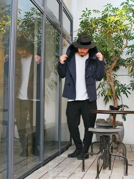 「OURET（オーレット）のアイテム（ダッフルコート）」を使った、OURETさん（メンズ・175cm）の秋コーディネート