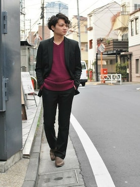 「OURET（オーレット）のアイテム（ブーツ）」を使った、OURETさん（メンズ・168cm）の冬コーディネート