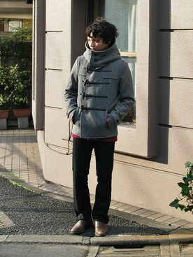 「OURET（オーレット）のアイテム（ダッフルコート）」を使った、OURETさん（メンズ・168cm）の冬コーディネート