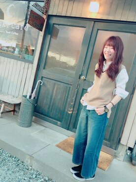 「アイテム（チョーカー）」を使った、YasUNAさん（レディース・150cm・20代）の春コーディネート