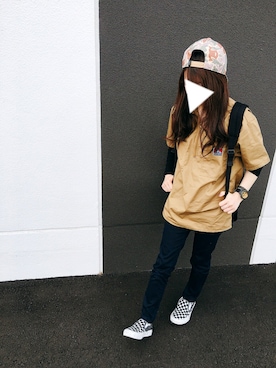 「BEN DAVIS（ベンデイビス）のアイテム（Tops、ベージュ系）」を使った、YasUNAさん（レディース・151cm）の春コーディネート