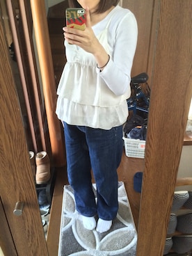 「coca（ANDEX shoes product）（コカ）のアイテム（Tシャツ/カットソー）」を使った、めぐ♡*さん（レディース・155cm）の春コーディネート