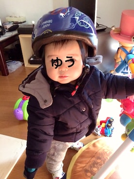 「petit main」｜「アイテム（ナイロンジャケット）」を使った、ＹＵさん（キッズ・80cm）の春コーディネート