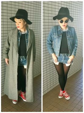 「デニムonデニム」｜「アイテム（その他アウター）」を使った、machiさん（レディース・156cm）の冬コーディネート