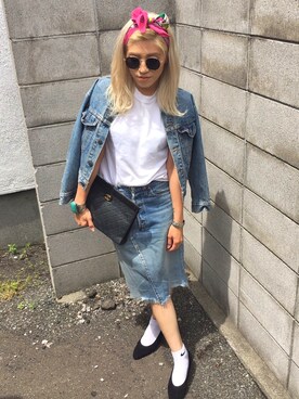 「シャネル」｜「アイテム（デニムジャケット）」を使った、machiさん（レディース・156cm）の夏コーディネート