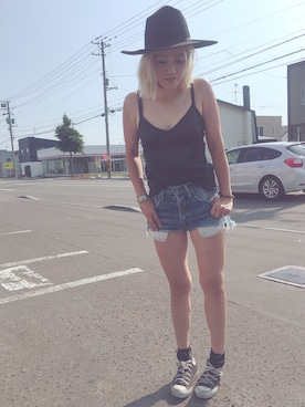 「カットオフ」｜「アイテム（キャミソール）」を使った、machiさん（レディース・156cm）の夏コーディネート