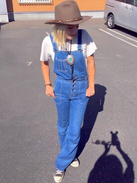 「80s」｜「アイテム（オールインワン・サロペット）」を使った、machiさん（レディース・156cm）の秋コーディネート