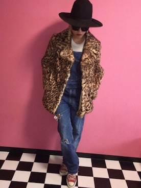 「ラビットファー」｜「アイテム（サロペット/オーバーオール）」を使った、machiさん（レディース・156cm）の秋コーディネート