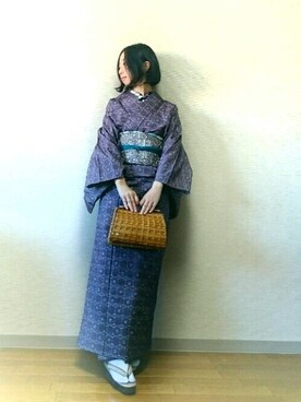 「着物」｜「アイテム（財布/小物）」を使った、はらさん（レディース・151cm）の秋コーディネート