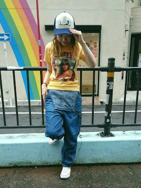 「yellow」｜「アイテム（サロペット/オーバーオール）」を使った、mariko.tさん（レディース・161cm）の夏コーディネート