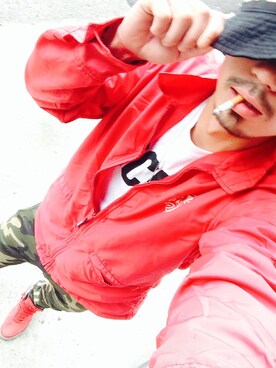 「HYSTERIC GLAMOUR（ヒステリックグラマー）のアイテム（ナイロンジャケット）」を使った、Petieさん（メンズ・177cm）の秋コーディネート