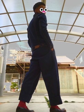 「JW Anderson（ジェイダブリューアンダーソン）のアイテム（デニムパンツ）」を使った、たたたたたっちゃんさん（メンズ・174cm）の冬コーディネート