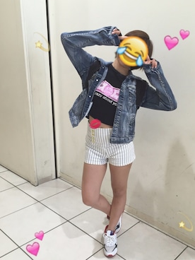 「ストライプパンツ」｜woody   미나리さん（レディース・155cm・10代）の秋コーディネート
