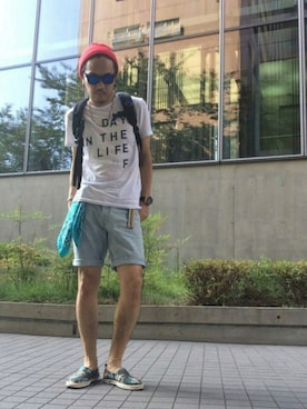 「H&M（エイチ・アンド・エム）のアイテム（その他シューズ）」を使った、4N☺︎さん（メンズ・173cm）の夏コーディネート