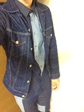 「アイテム（セットアップ、ブルー系）」を使った、SOさん（メンズ・177cm）の春コーディネート