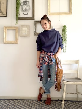 「Abel（アベル）のアイテム」を使った、山本麗子さん（レディース・164cm）の秋コーディネート