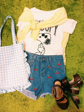 「Lulus（-）のアイテム（その他アウター）」を使った、陳以七さん（レディース・163cm）の夏コーディネート