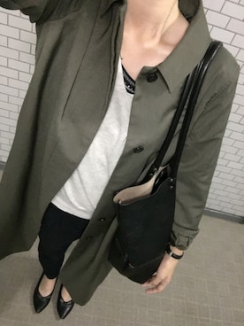 「LEPSIM（レプシィム）のアイテム（ステンカラーコート）」を使った、もさん（レディース・166cm）の秋コーディネート