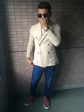 「RICORZO（リコルゾ）のアイテム（ジャケット/アウター）」を使った、おさもんさん（メンズ・173cm）の夏コーディネート