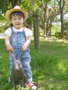 「おさげ」｜「アイテム（オールインワン・サロペット）」を使った、＊sara＊さん（キッズ・80cm）の春コーディネート