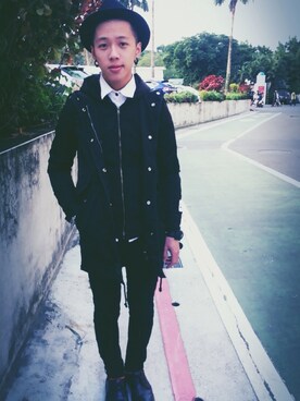 「Dr. Martens（ドクターマーチン）のDr.Martens (ドクターマーチン)/1461 3EYE GIBSON SHOES（その他シューズ）」を使った、Chen yuさん（メンズ・168cm）の冬コーディネート