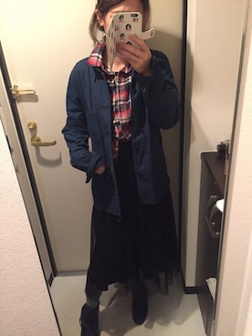 「BLACK TOPのアイテム（デニムジャケット、ブルー系）」を使った、michealさん（レディース・158cm）の秋コーディネート