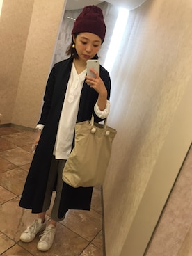 「ノーカラーシャツ」｜「アイテム（トレンチコート）」を使った、tomwaitsさん（レディース・163cm）の秋コーディネート