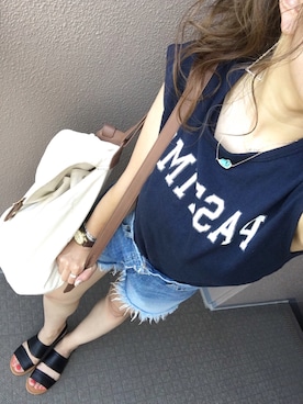「Ungrid（アングリッド）のアイテム（バックパック/リュック）」を使った、長谷千沙さん（レディース・158cm）の夏コーディネート