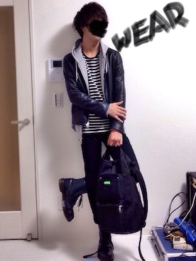 「HARE（ハレ）のウラキモウジップパーカー(HARE)（パーカー）」を使った、yuuさん（メンズ・178cm）の春コーディネート