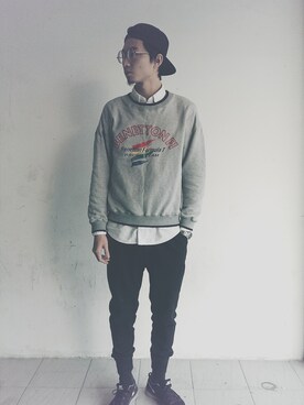 「LESS（レス）のアイテム（キャップ）」を使った、Boさん（メンズ・180cm）の冬コーディネート