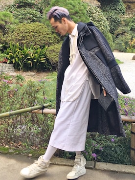 「CELINE」｜「アイテム（ダウンジャケット/コート）」を使った、Hara さん（メンズ・183cm）の冬コーディネート