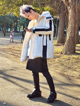 「GIVENCHY」｜「アイテム（ダウンジャケット/コート）」を使った、Hara さん（メンズ・183cm）の冬コーディネート