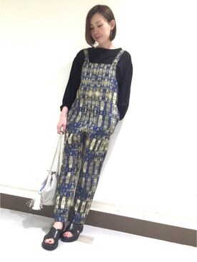 「blue」｜「アイテム（サロペット/オーバーオール）」を使った、kitanoさん（レディース・164cm）の春コーディネート