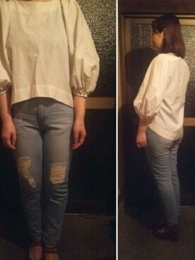 「バルーンスリーブ」｜chiiさん（レディース・160cm）の春コーディネート