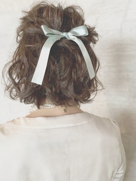 ドレスを使った ヘアアレンジ の人気ファッションコーディネート 髪型 ミディアムヘアー Wear