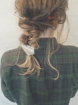 「sAn（サン）のアイテム（バレッタ/ヘアクリップ、ブラウン系）」を使った、hamazi／代官山 Am bestenさん（レディース・152cm）の秋コーディネート