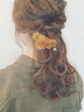 「sAn（サン）のアイテム（バレッタ/ヘアクリップ、ブラウン系）」を使った、hamazi／代官山 Am bestenさん（レディース・152cm）の秋コーディネート