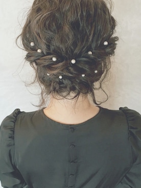 「Handmade（ハンドメイド）のアイテム（その他ヘアアクセサリー、ホワイト系）」を使った、hamazi／代官山 Am bestenさん（レディース・152cm）の秋コーディネート