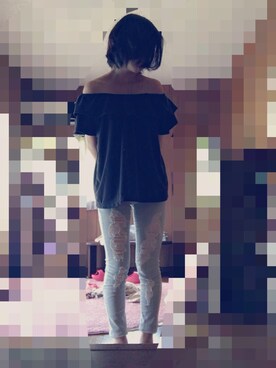 「FREESMARTのアイテム（その他トップス、ブラック系）」を使った、ユカツさん（レディース・148cm）の夏コーディネート