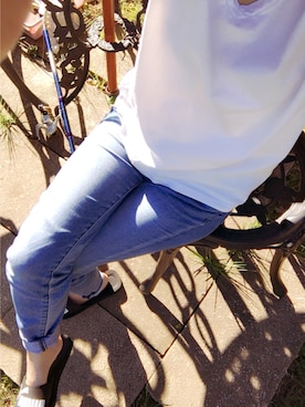 「GU（ジーユー）のアイテム（その他パンツ、ブルー系）」を使った、ユカツさん（レディース・148cm）の夏コーディネート