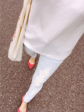 「EGOIST（エゴイスト）のアイテム（その他パンツ、ブルー系）」を使った、ユカツさん（レディース・148cm）の夏コーディネート
