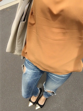 「VIS（ビス）のアイテム（トップス、オレンジ系）」を使った、ユカツさん（レディース・148cm）の夏コーディネート