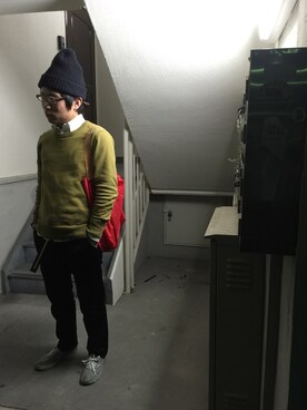 「アイテム（ベルト、ブルー系）」を使った、Bharpさん（メンズ・160cm）の冬コーディネート