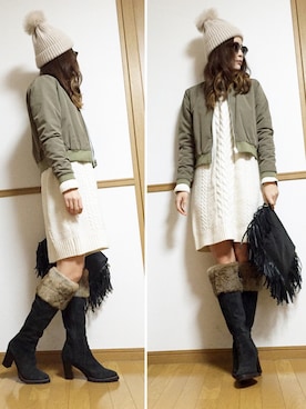 MiHoさん（レディース・159cm）の冬コーディネート