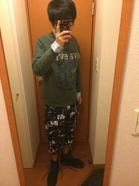 「シャツ×スウェット」｜「アイテム（ブーツ）」を使った、N@ganoKenMiNさん（メンズ・173cm）の秋コーディネート