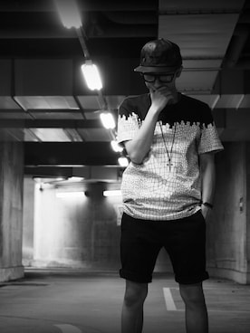 「DANKE SCHON（ダンケシェーン）のアイテム（キャップ）」を使った、與 真司郎(AAA)さん（メンズ・171cm）の夏コーディネート