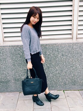 「lady」｜「アイテム（ブーツ）」を使った、Emily Chenさん（レディース・163cm）の冬コーディネート