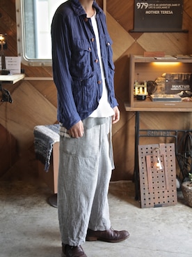 「ハンティングジャケット」｜「アイテム（その他シューズ）」を使った、maktubさん（メンズ・180cm）の夏コーディネート